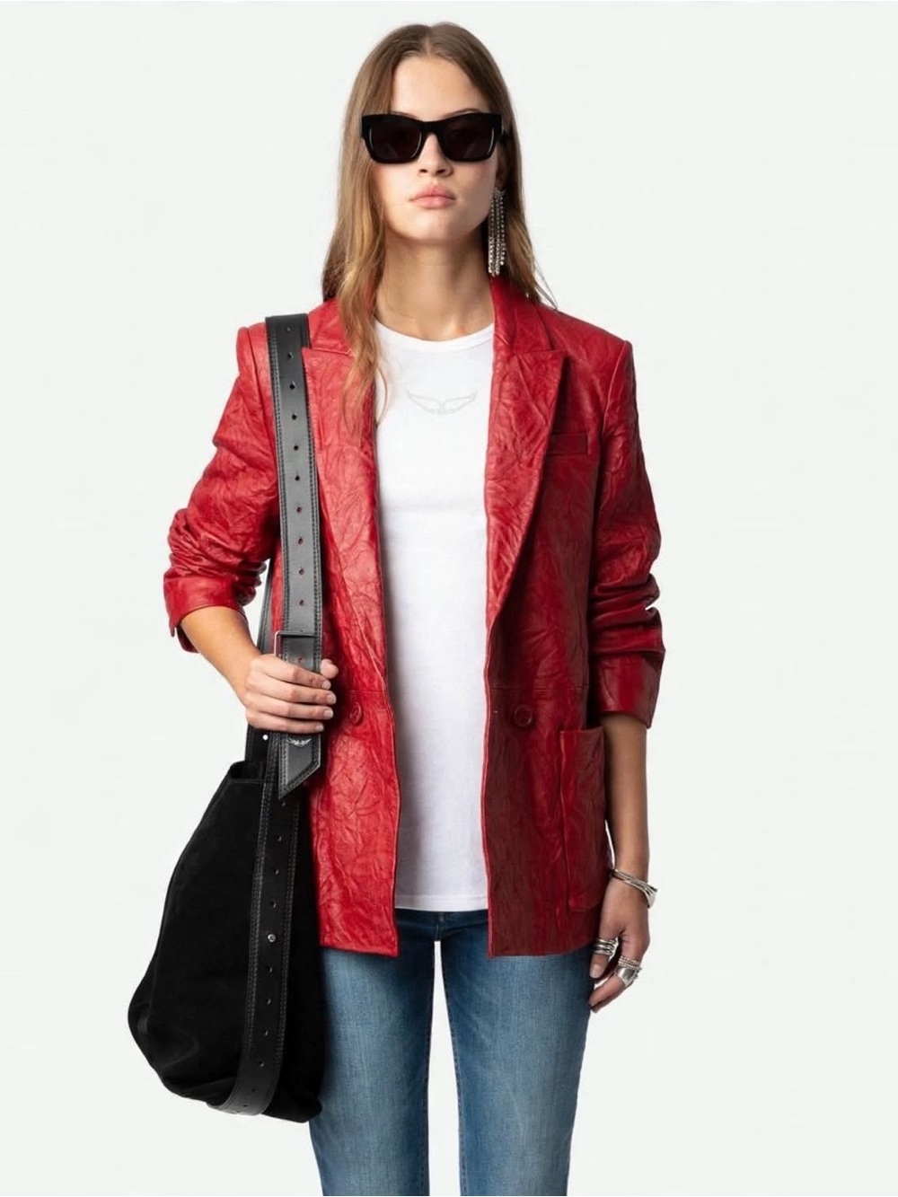 Zadig & Voltaire Blazer Visko 100% Crinkled Leather Fr 34 or US 2 or XS
